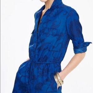 BANANA REPUBLIC blue, silk-like romper.